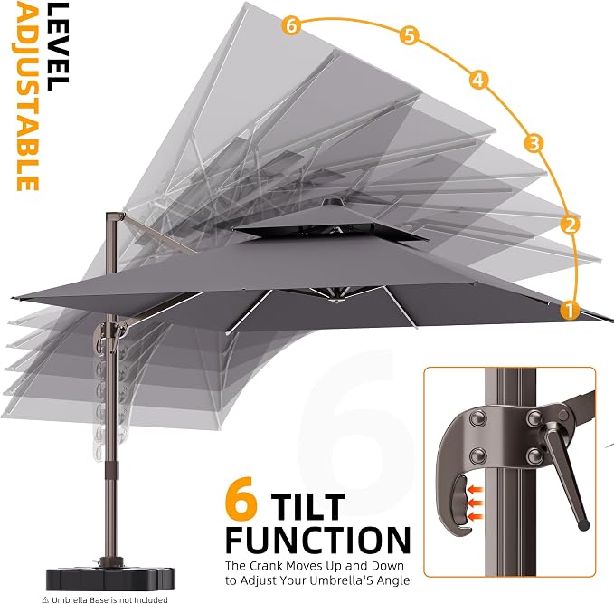 10' X 13' Outdoor Patio Umbrella Large Rectangle Cantilever Umbrella - Image 5