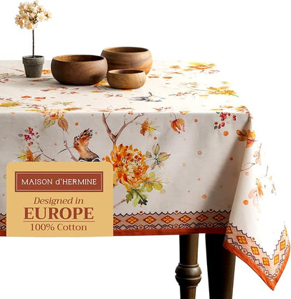 Maison d' Hermine Table Cloth Rectangle Table 100% Cotton 60 x 120 Inches Fall Tablecloth Reusable Everyday Use for Thanksgiving Christmas Decorations Dining Farmhouse Party (Kelim - Prairie)