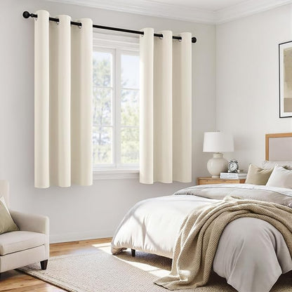 MIULEE Cream 100% Blackout Short Curtains - Image 6