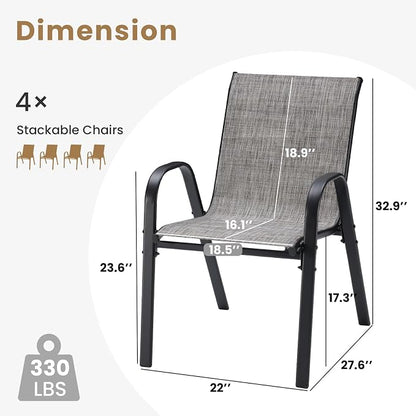 Stackable Outdoor Dining Chairs Set of 4, Textilene Patio Chairs - Image 3