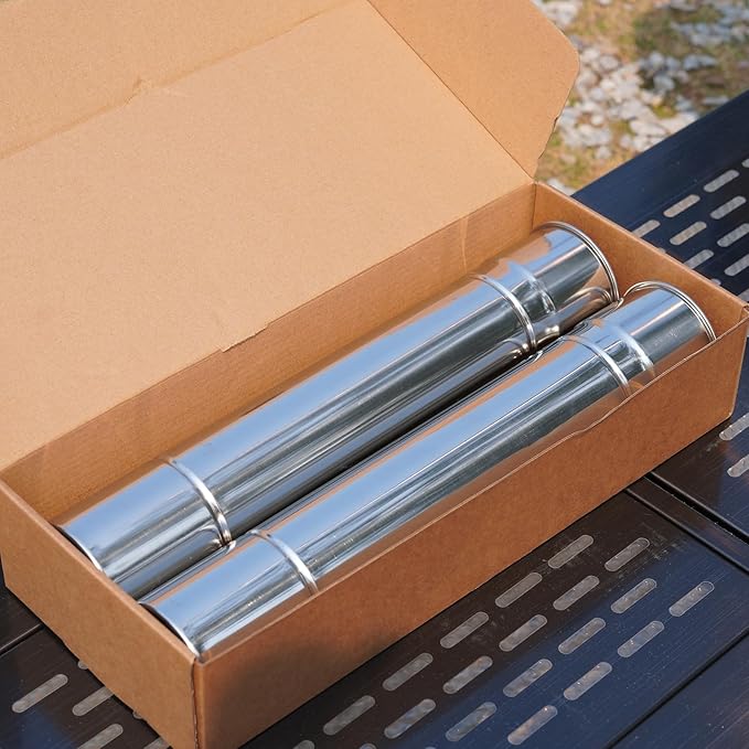 2-Pcs Heavy-Duty Stainless Steel Stove Pipes, 2.75-Inch Diameter, Reinforced Rolled-Edge, for CAMPJOURNEY Hot Tent Stoves & Camping Stoves (14.29-Inch Length)
