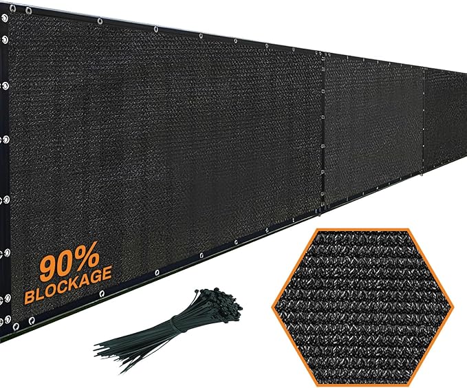 Xpose Safety Privacy Fence Screen 8’ x 50’ – Heavy Duty Black Mesh with 90% Visibility Block, UV Protection – Includes Cable Ties – for Garden, Yard, Nursery, Kennel, Dog Run, Greenhouse