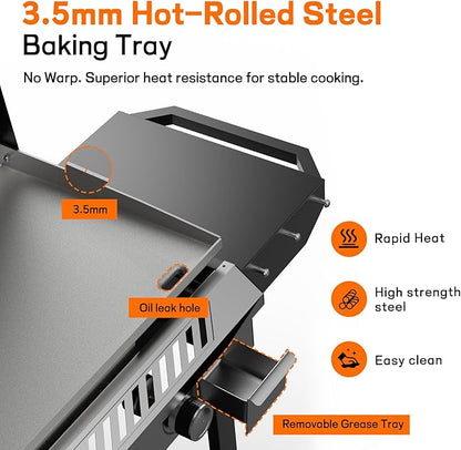 Veralune 3 Burner Propane Stove with Griddle, 225,000 BTU High Pressure Propane Stove with Auto Ignition Button, Outdoor Cooking Stove for Camping, Backyard, Patio, Cooking, BBQ