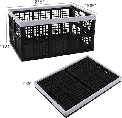 Yuright 3 Pack Folding Storage Crates Large, 67 L Plastic Stackable Utility Crate, Rectangular Milk Crate