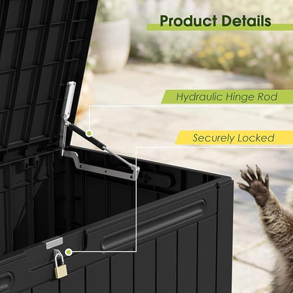 Devoko 100 Gallon Outdoor Storage Box, Waterproof Deck Box Lockable | Weather - Image 6