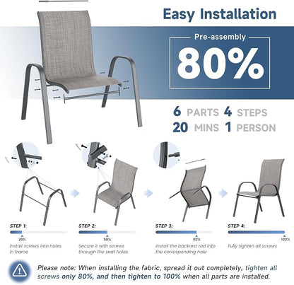 Amopatio Patio Chairs Set of 4, Outdoor Stackable Dining Chairs - Image 4