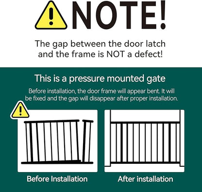 Mom's Choice Award Winner-BABELIO 26-40" Metal Baby Gate with Wood Pattern, PressGuard C5 Easy Install Pressure Mounted Dog Gate for Stairs and Doorways, with Wall Protectors and Extension Kits