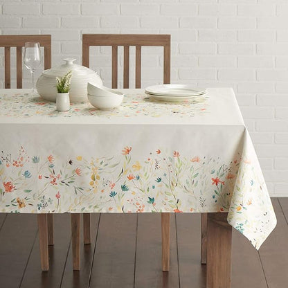 Maison d' Hermine Table Cloth Rectangle Table 100% Cotton 70 x 90 Inches Tablecloth Reusable Decorative Everyday Use for Dining Room, Farmhouse, Home, Party, Festive & Wedding Spring Summer - Colmar