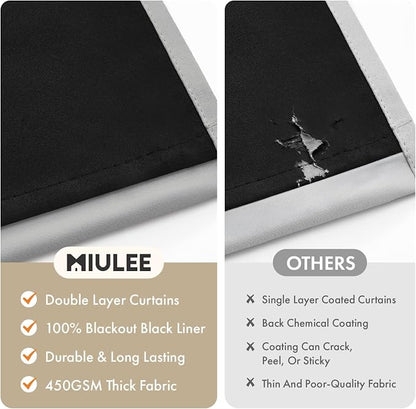 MIULEE Light Grey 100% Blackout Curtains - Image 4