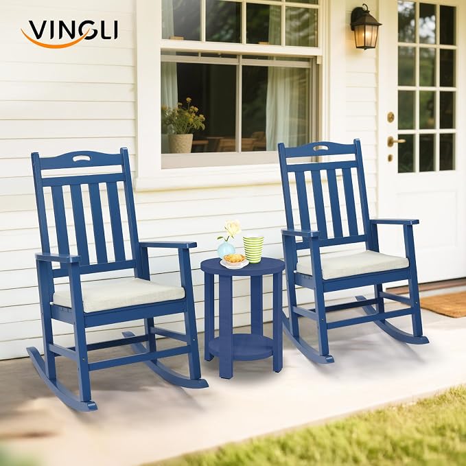 VINGLI Outdoor Rocking Chair, Wooden Rocking Chair - Image 2