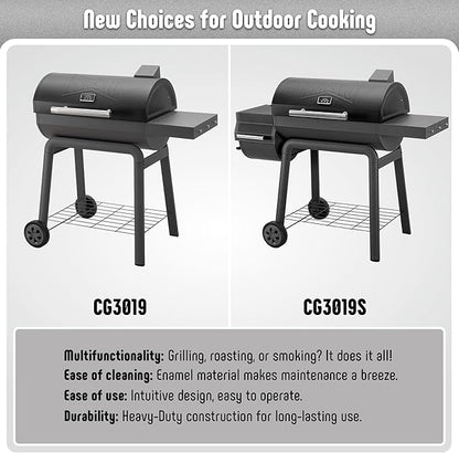 BBQ Charcoal Grill with Side Table, 30-In Heavy Duty Outdoor BBQ Grill with 647 Sq. In Cooking Area for Outdoor Barbecue in Backyard, Patio and Parties, Black