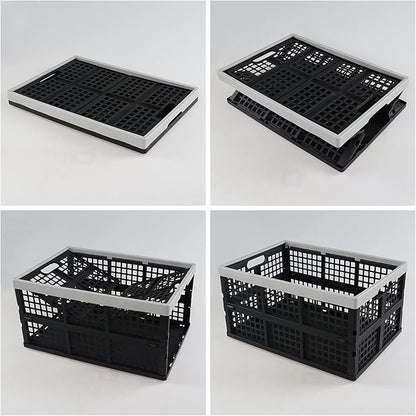 3-Pack 42 L Plastic Storage Collapsible Crate, Folding Plastic Stackable Utility Crate