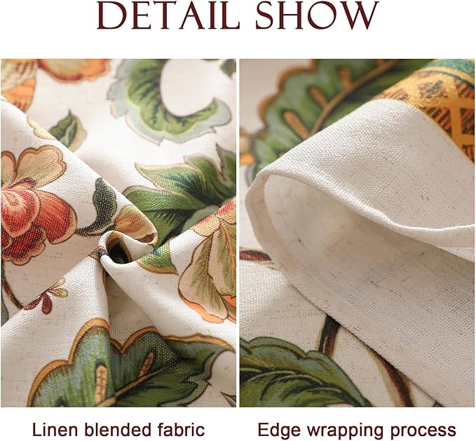 patdrea Designer Vintage Linen Round Tablecloth,Provencal Rustic Floral Pattern Tablecloths,Decorative Table Cover Cloth for Kitchen,Dining Room,Tea Party,Home,Christmas,Diameter 67"