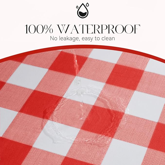 MOSAYT Rectangle Vinyl Tablecloth, 100% Waterproof Buffalo Gingham Plastic Table Cloth, Heavy Duty Wipeable Table Covers for Picnic, Outdoor, Camping - 54 x 78, Red
