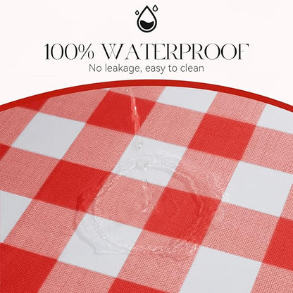 MOSAYT Rectangle Vinyl Tablecloth, 100% Waterproof Buffalo Gingham Plastic Table Cloth, Heavy Duty Wipeable Table Covers for Picnic, Outdoor, Camping - 54 x 78, Red