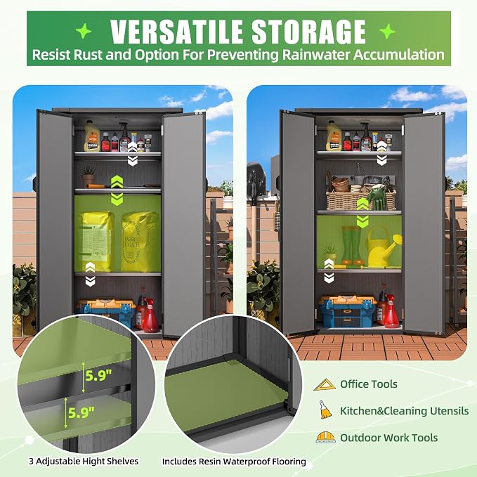 U-MAX Resin Outdoor Storage Cabinet, Waterproof, Reinforced Floor - Image 3