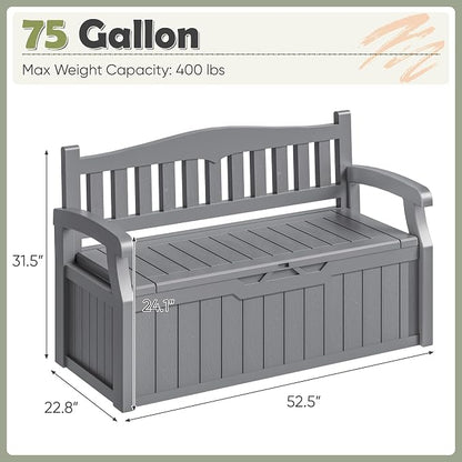 Homall 75 Gallon Outdoor Storage Benches Lockable Deck Box Waterproof | UV - Image 3