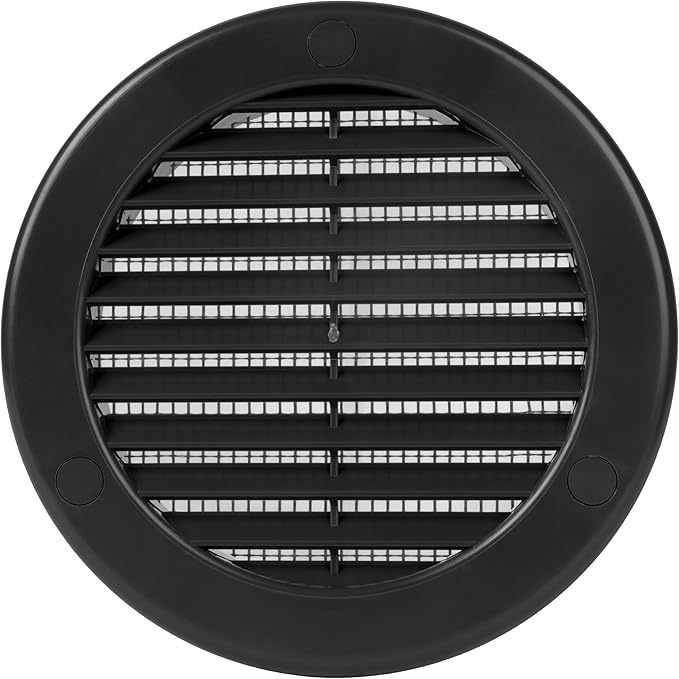 Repa Market 4 Inch (Opening) Black Round Air Vent Cover - Pack of 10 Plastic Fresh Air Intake Vent - Grill Cover with Nylon Mesh Screen - Wall or Ceiling HVAC Return Air Register - Modern Soffit Vents