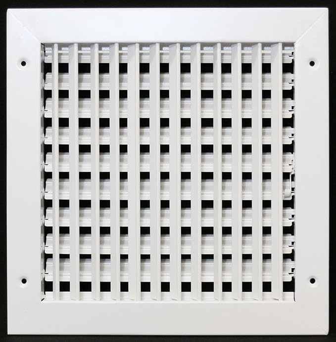 16" X 14" Adjustable AIR Supply Diffuser - HVAC Vent Cover Sidewall or Ceiling - Grille Register - High Airflow - White [Outer Dimensions: 17.75"w X 15.75"h]