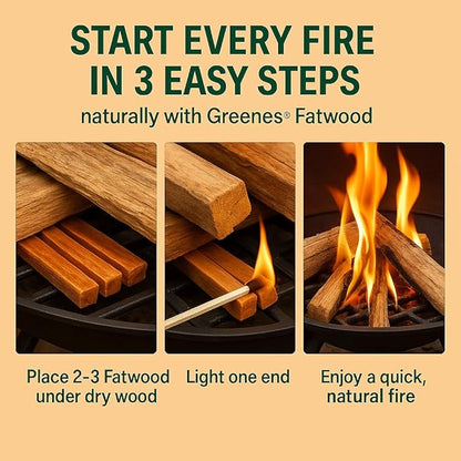 Greenes Fence Fatwood Fire Starter – 50 lb Box – 100% Natural Resin Pine Kindling – Chemical-Free All-Weather for Fireplaces, Campfires, Wood Stoves & Grills