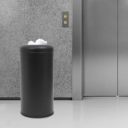 15.48 Gallon Commercial Trash Can, Black Open Top Outdoor Indoor Waste Container Stainless Steel Large Garbage Enclosure with Lid, 15 x 30.7 inch