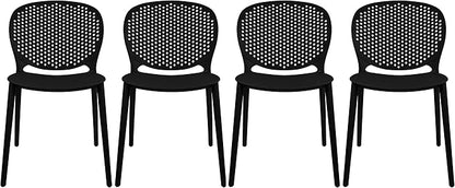 2xhome Set of 4 Patio Dining Chairs | Modern Stackable Outdoor Pool Side Chair by 2xhome