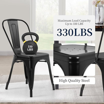 FDW | Metal Dining Chairs | Set of 4 - Image 6