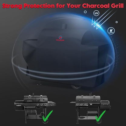 Grill Cover for Oklahoma Joe's Longhorn Combo Grill - 600D Premium BBQ Cover Waterproof & Heavy Duty for Oklahoma Joe's Charcoal Gas Smoker Combo, 69" L x 25" W x 43" H