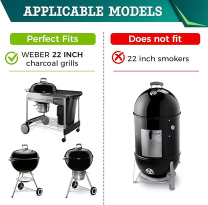Hinged Cooking Grate for Weber 22 inch Charcoal Grill Stainless Steel Replacement Grate Compatible with One Touch Smokey Mountain Kettle Grill Parts with Handle