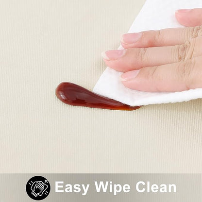 Smiry Rectangle Table Cloth 60x84 Inch, Waterproof Wipeable Vinyl Tablecloths Protector, Oil Spill Proof Plastic Table Cover for Dining, Picnic, Camping, Outdoor, Beige