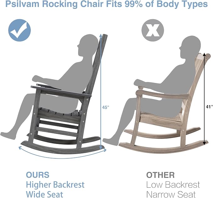 Oversized Outdoor Rocking Chair, HDPE Porch Rocker | High Back Rocking Chairs - Image 3