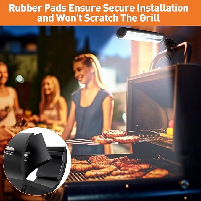 Meonum 2 Pack BBQ Grill Light Compatible with Blackstone Griddle for Outdoor Grill, Gifts for Men Dad Husband, Battery Operated Barbecue Lights with 360 Degrees Adjustable C Shape Clamp