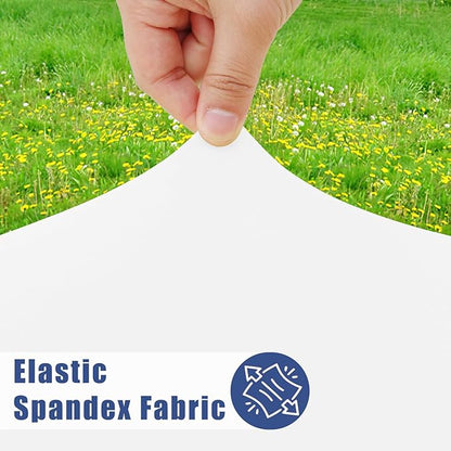 Spandex 8 Foot Rectangle Table Cloth 6 Pack, Elastic Fitted Tablecloths for Picnic, Stretch Washable Patio Table Cover for Outdoor, Camping, Banquet and Parties (White, 30"x96")