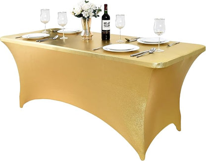 2-Pack 4ft Spandex Table Covers for Rectangular Folding Tables - Wrinkle Resistant Stretch Tight Table Cloths - Ultimate Fitted Table Protector for Parties, Banquet, and Wedding