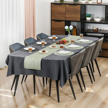 Myir JUN Round Placemats Dual Sided, Faux Leather Place Mats Set of 6 Indoor Placemat for Dining Table Outdoor Place mat Non-Slip Washable Table Mats (Gray Grass Green, Set of 6)
