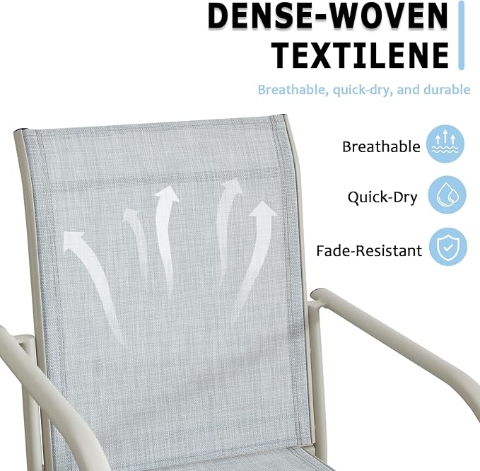 Stackable Patio Chairs Set of 6, Outdoor Dining Chairs - Image 4
