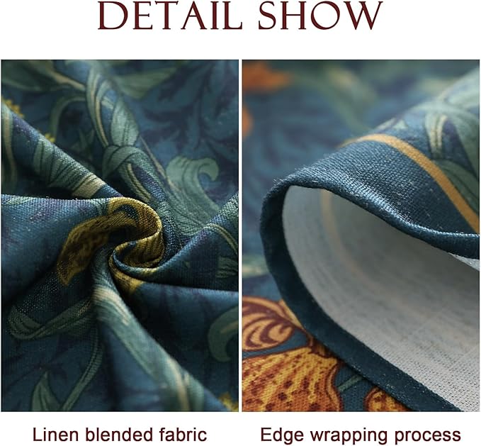 patdrea Designer Dark Blue Linen Square Tablecloth,Vintage French Rustic Floral Pattern Tablecloths,Decorative Table Cover Cloth for Kitchen,Dining,Tea Party,Home,Christmas,67"*67"