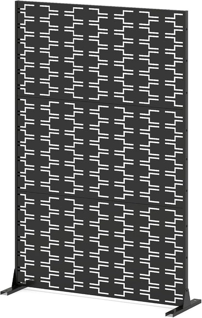 Giantex Metal Privacy Screen 72''H x 48''W, Powder-Coated Decorative Outdoor Fence Panel, Wall Divider for Room Separation, Freestanding Patio Divider for Garden, Balcony & Yard (Brick Pattern)