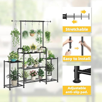 Simple Trending Plant Stand Indoor Outdoor, Metal 3 Tier Tall Hanging Plant - Image 7
