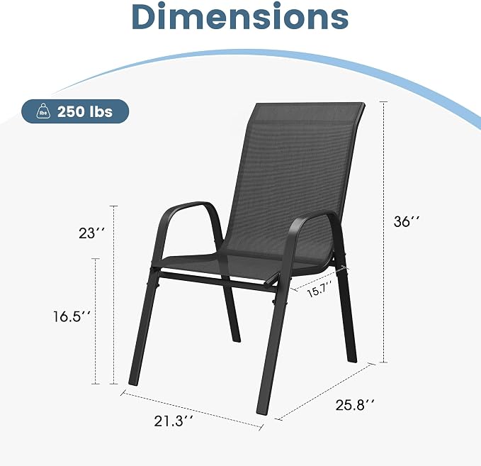 DIFY Patio Chairs Set of 8, Stackable Outdoor Dining Chairs Set - Image 3