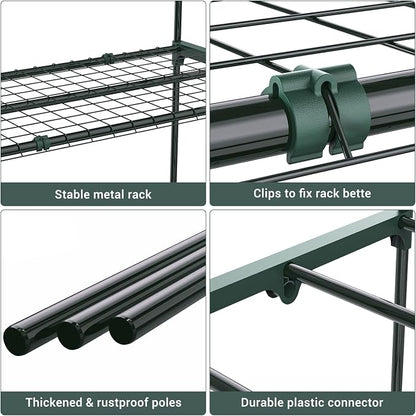 Ohuhu Plant Greenhouse Shelves 4 Tier 2 Pack Extra-Wide Stable Green House - Image 4