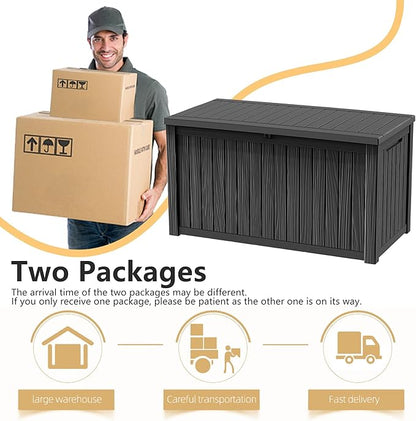 230 Gallon Large Outdoor Storage Box, UV Resistant Resin Deck Box, Hydraulic - Image 3