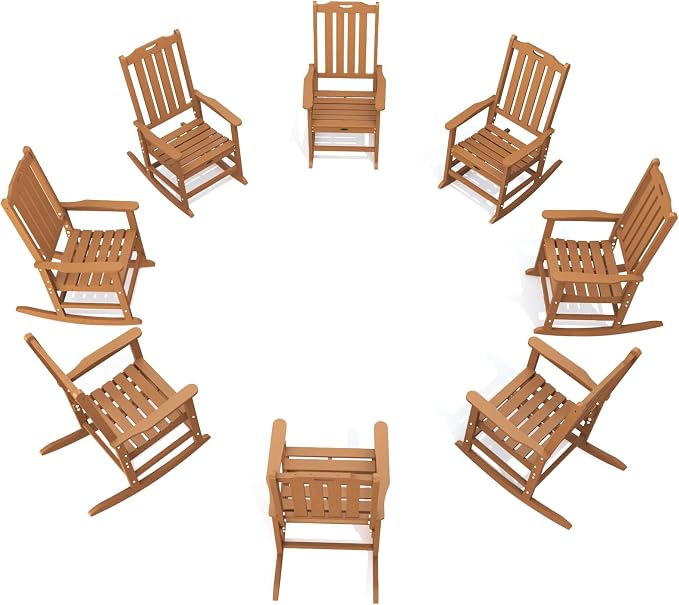 THOEOE Outdoor Rocking Chairs Set of 8, Oversized Patio Rocking Chair | HDPE by THOEOE