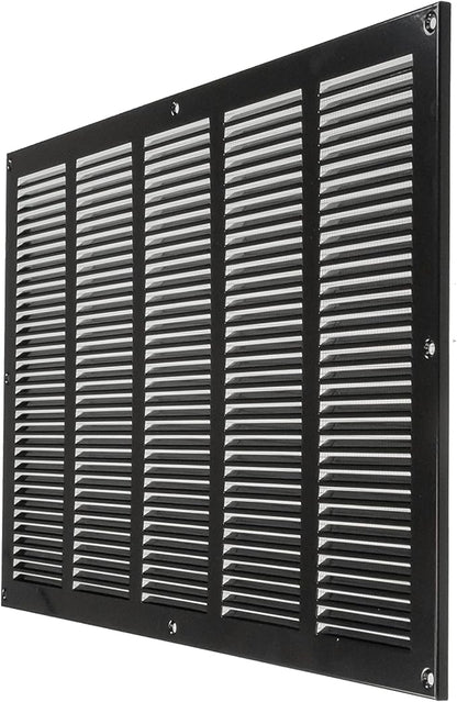 Repa Market Air Vent Cover 20x12 Inch (Outer Dimensions) Black Galvanized Steel Louvered Grill Cover with Mesh Screen/Wall or Ceiling Vent/HVAC Register for Indoor and Outdoor Ventilation