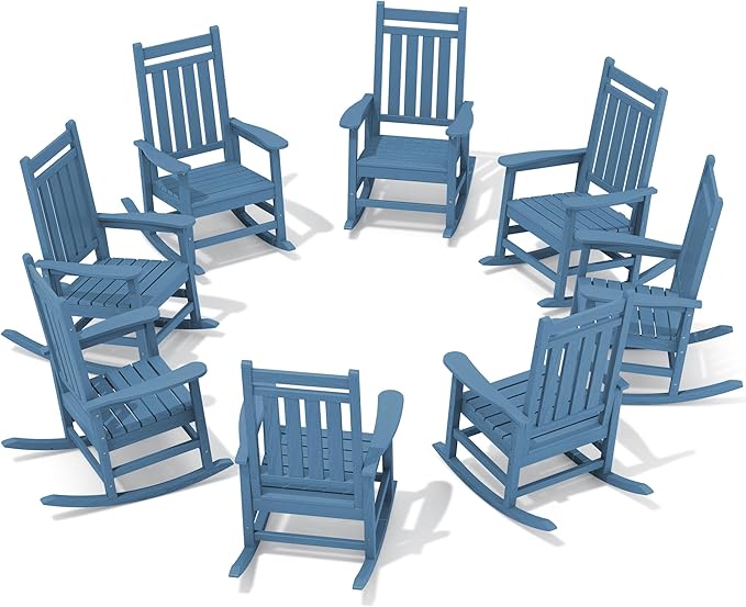 SERWALL Outdoor Rocking Chair Set of 8, Patio Rocking Chairs by SERWALL