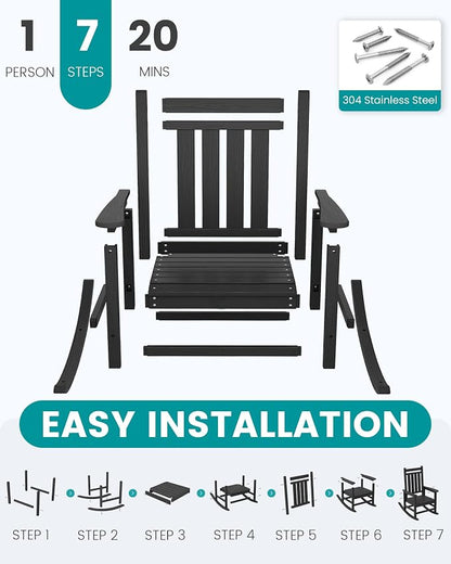SERWALL Outdoor Rocking Chair Set of 6, Patio Rocking Chairs - Image 7