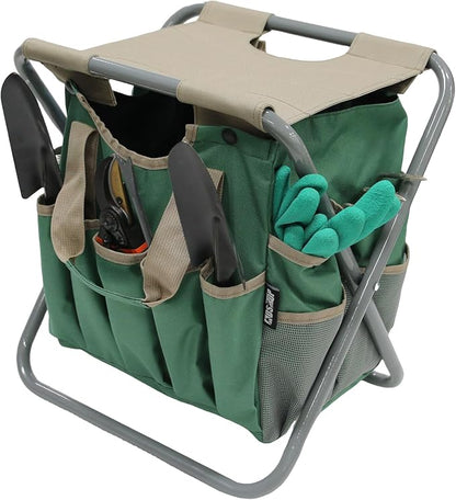 Folding Gardening Stool with Detachable Storage Tote Bag, Gardening Tools Set by MDSTOP