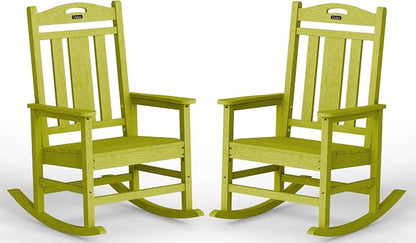 Oversized Outdoor Rocking Chairs Set of 2, 380lbs Heavy-Duty Large Patio Rocker by CIOKEA