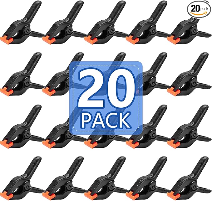 20 Pack 4.5 inch Plastic Spring Clamps, Black Heavy Duty Clips, Backdrop Clips, Woodworking Clamps, Plastic Clamps for Crafts, Backdrop Stand, Woodworking, Photography