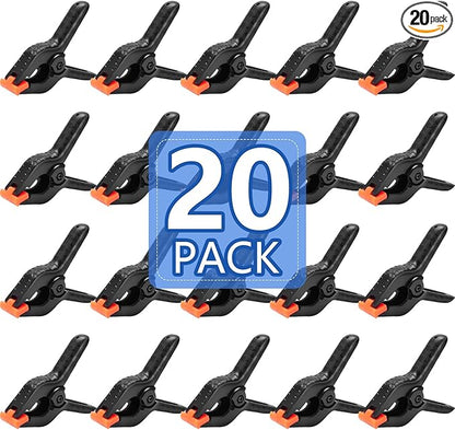 20 Pack 4.5 inch Plastic Spring Clamps, Black Heavy Duty Clips, Backdrop Clips, Woodworking Clamps, Plastic Clamps for Crafts, Backdrop Stand, Woodworking, Photography